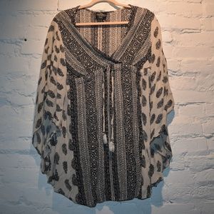 Boho Poncho Tie Top